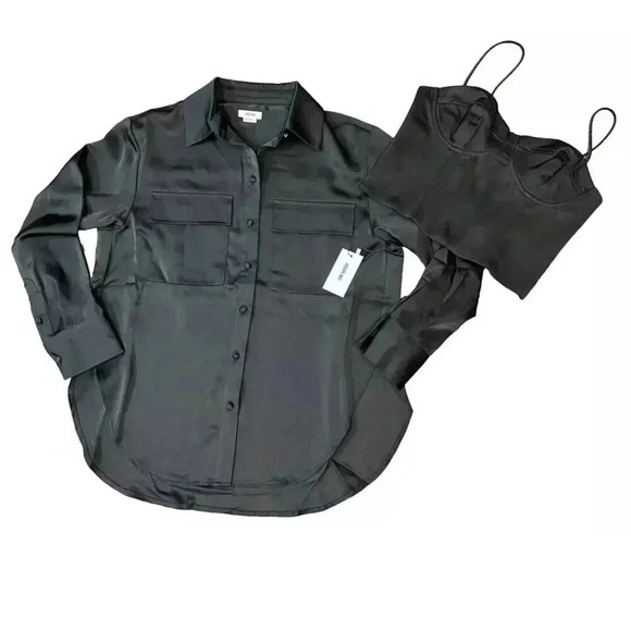 NEW Jason Wu 2 Piece Bustier‎ And Shirt Satin Black Women’s Size Medium NWT - Picture 1 of 13